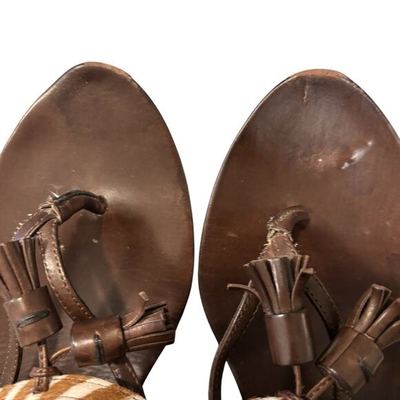 GIORGIO ARMANI Calf Hair tassel Sandals Flats, Size 38.5 (US size 7.5) - Picture 6 of 8